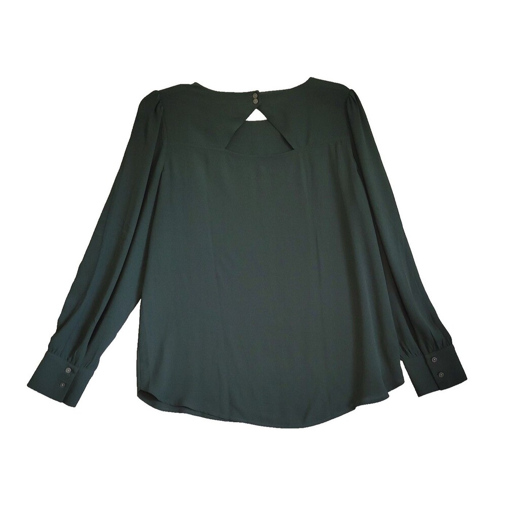 Womens Blouse size XL Forest Green Classic Office Career Preppy Back Cutout